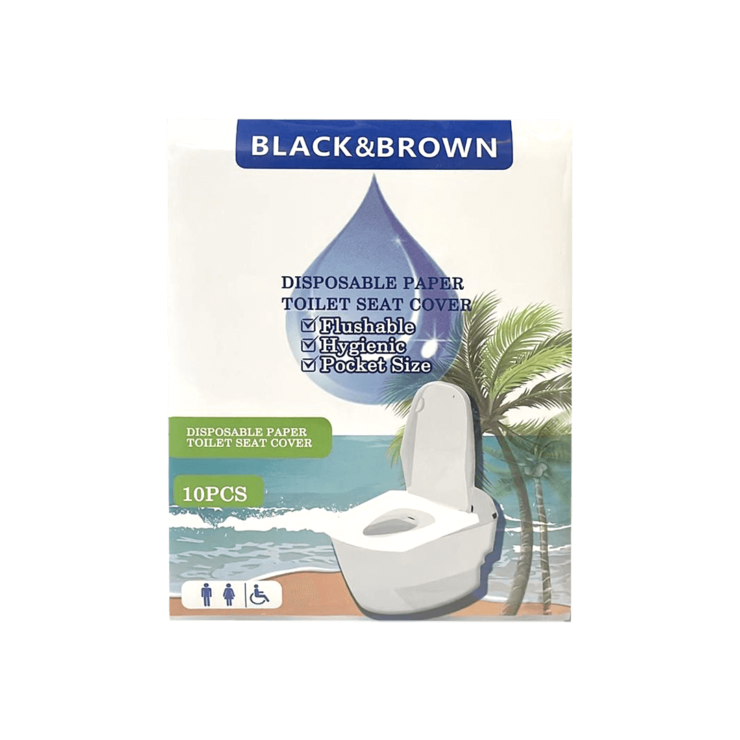 غطاء مقعد المرحاض الورقي القابل للتصرف باللونين الأسود والبني، 10 قطع