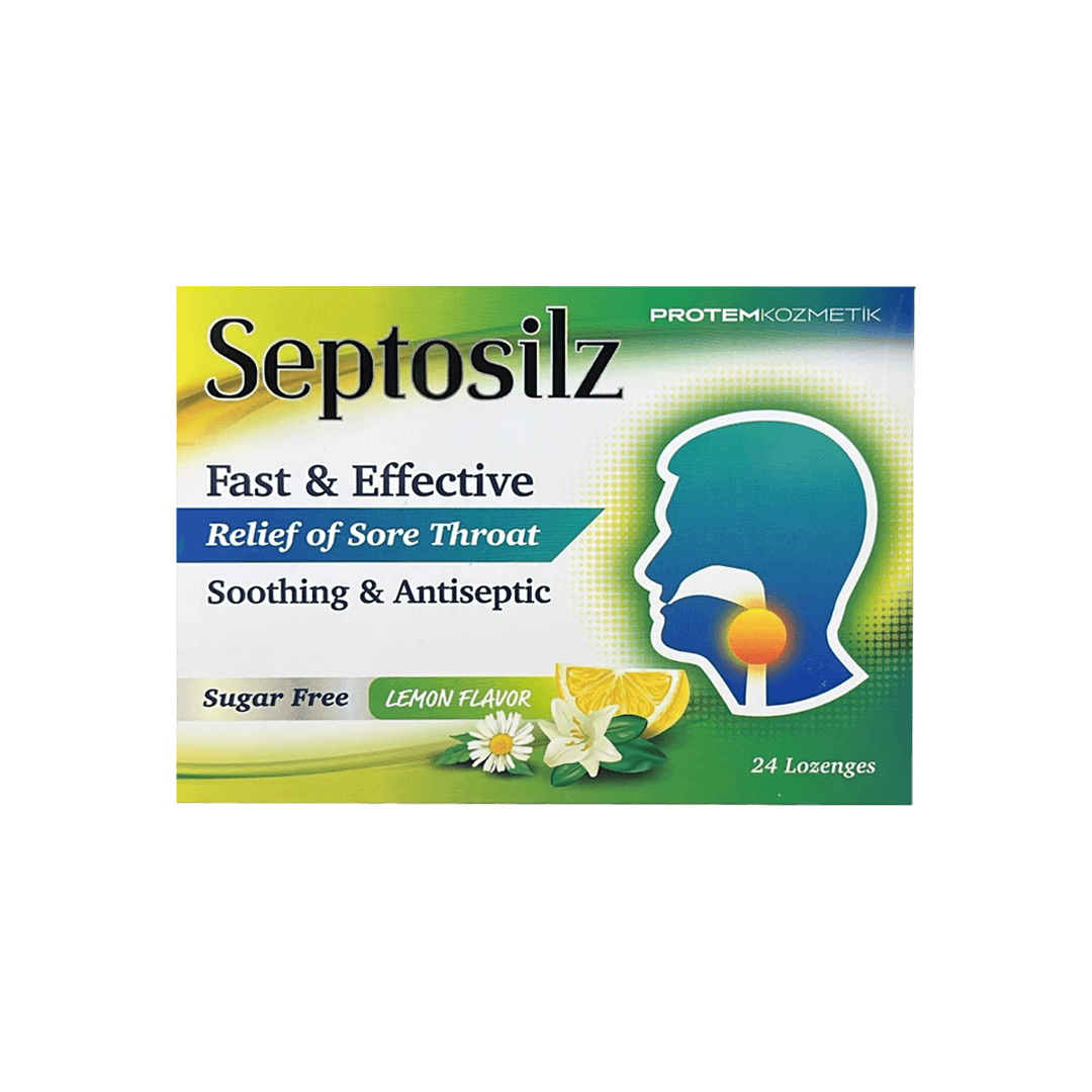Septosilz Relief Of Sore Throat Sugar Free Lemon Flavor 24 Lozenges