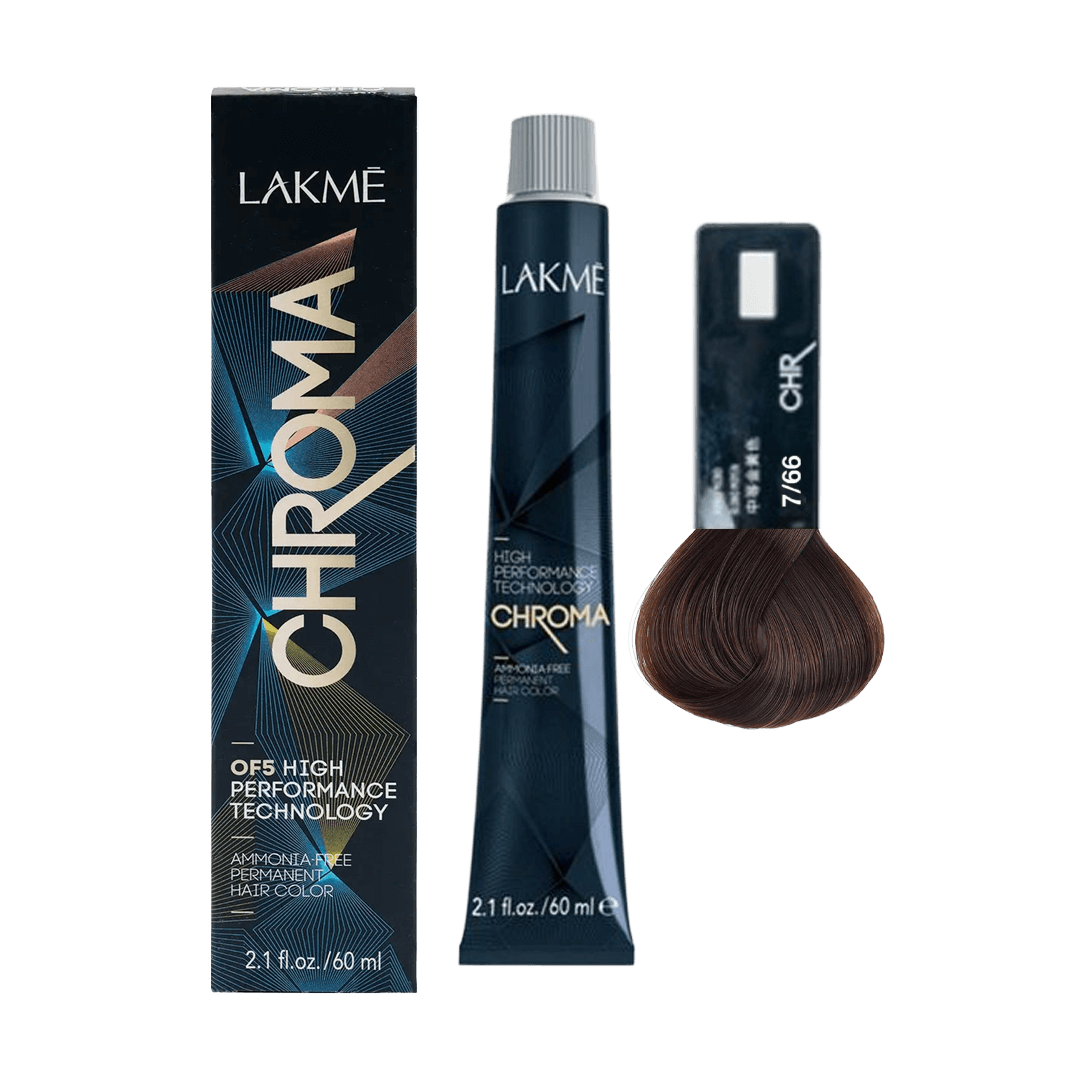 Lakme Chroma 7/66 Chestnut Mahogany Blonde Permanent Hair Color 60ml Intense Warm Blonde Shade