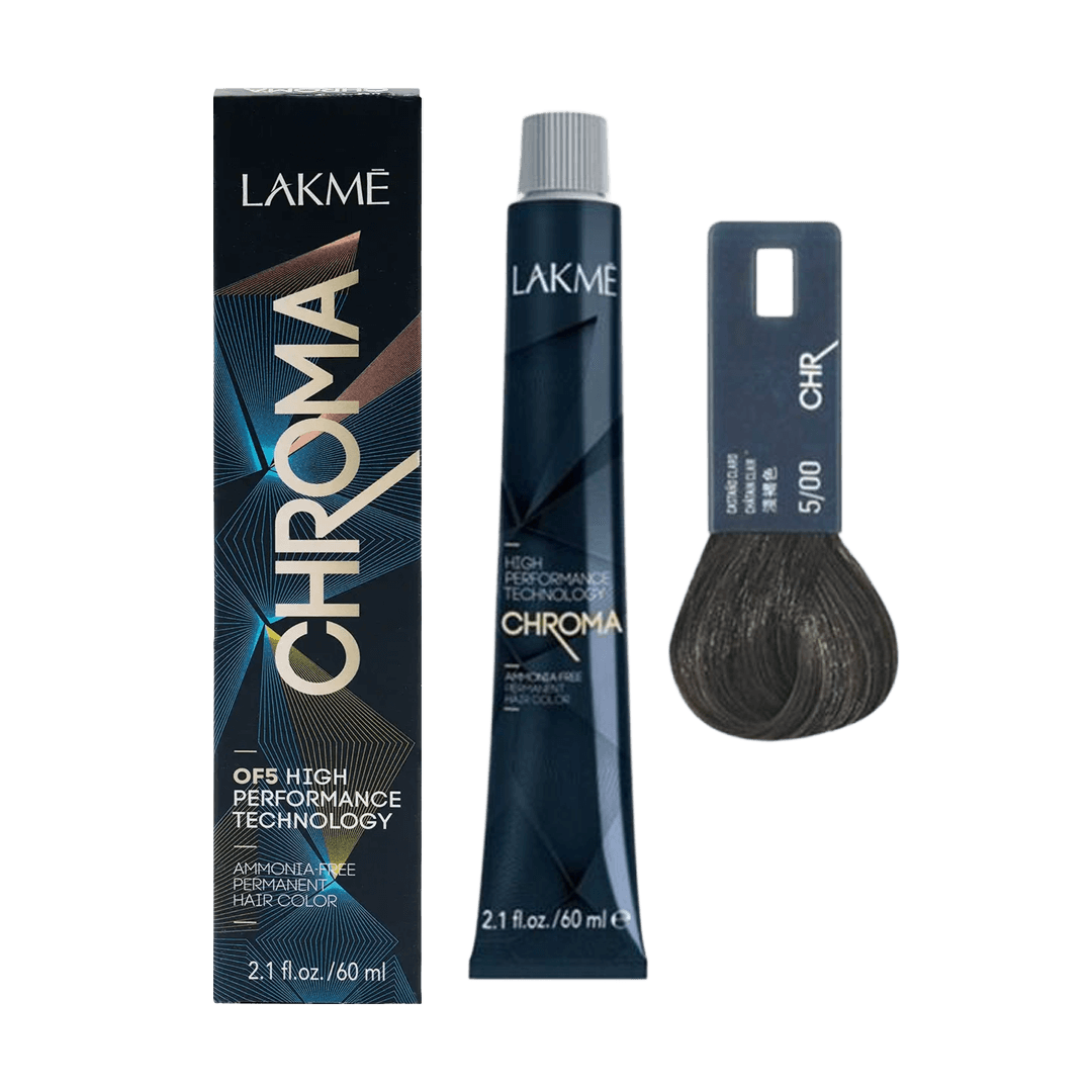 Lakme Chroma 5/00 Light Brown Hair Color 60ml Permanent Professional Color