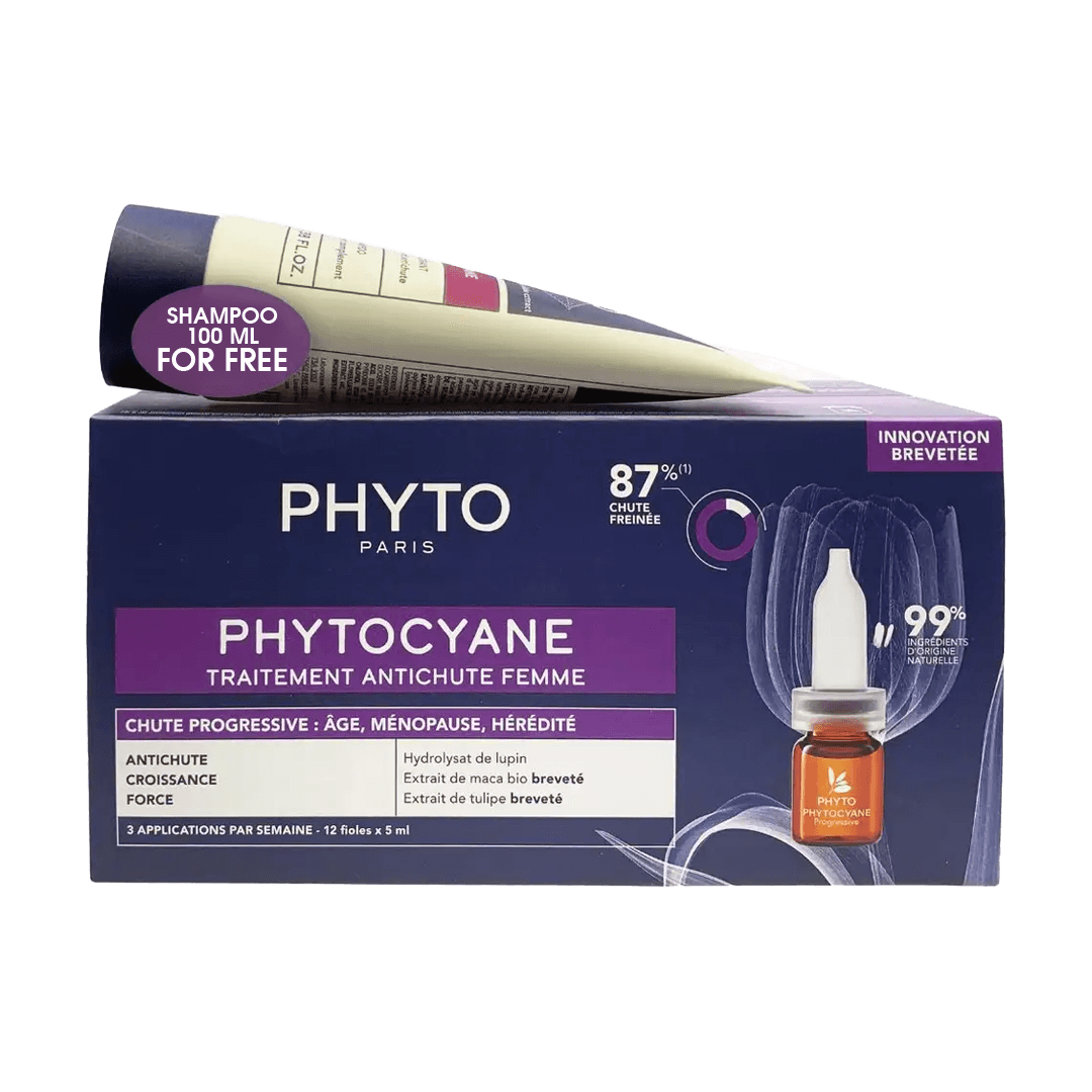 Phyto Progressive Hair Loss Treatment 12 x 5ml + Invigorating Shampoo 100ml