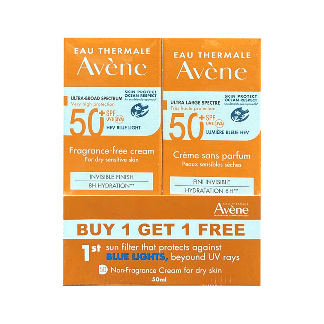 Avene Ultra Broad Spectrum SPF50+ Fragrance- Free Cream 8H Hydration 50ml(1+1)