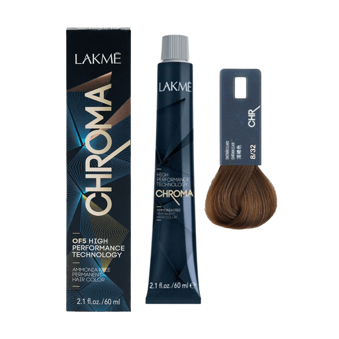 Lakme Chroma 8/32 Violet Gold Light Blonde Hair Color 60ml Permanent Professional Color